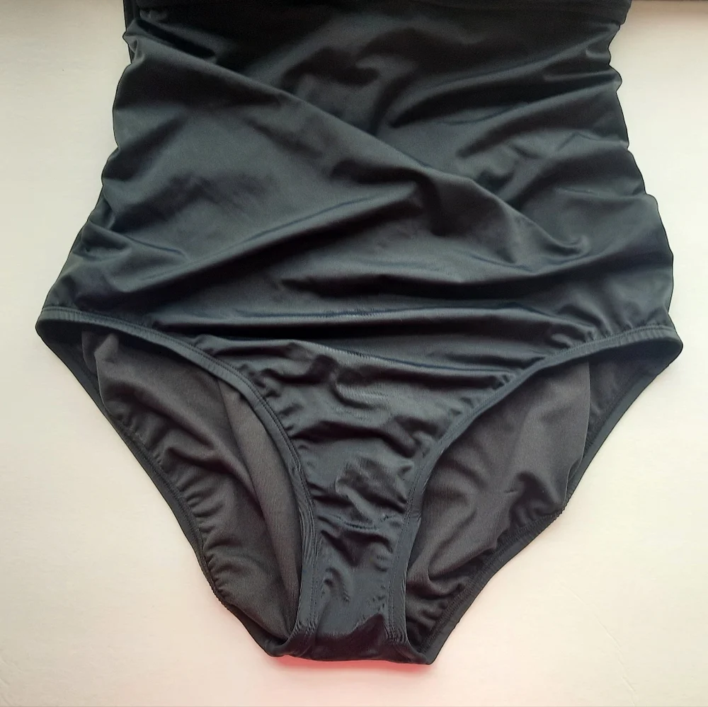 Time and Tru | Shirred Sides Corset Back One Piece Swimsuit, Women's XL NWT - Picture 4 of 12